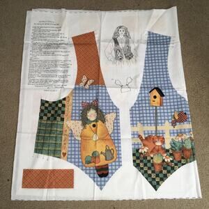 Gardening Angel Vest Sewing Kit Fabric Panel Size XS-Large USA Vintage Cottage